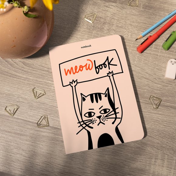 Dotted notebook "Meow" beige: Photo
