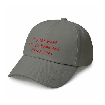 Кепка «I just wanna go home and drink wine» серая: фото - ORNER