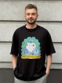 Oversized T-shirt ORNER x Maliunok "Loony bin" black: Photo 4