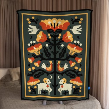 Плед «Вечное дерево жизни» зеленый: фото - ORNER