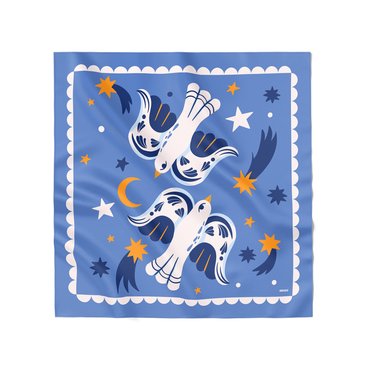 Scarf Birds on the Starry Sky 85х85 cm blue: photo - ORNER