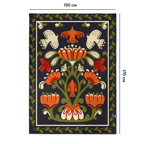 Плед «Мировое дерево» черный: Фото