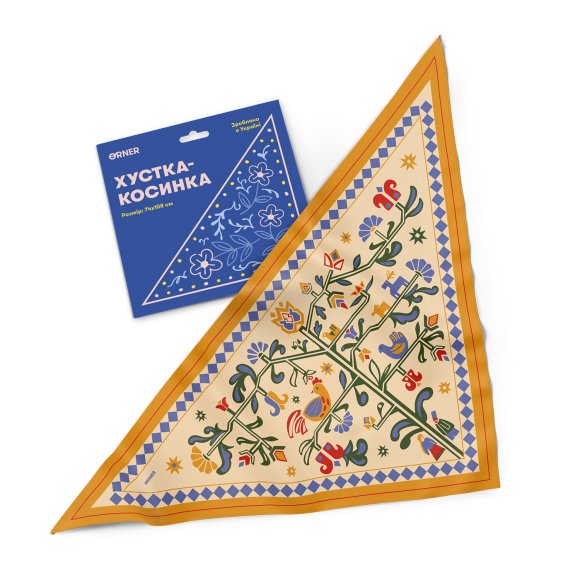 Хустка-косинка «Дерево життя» бежева: Фото