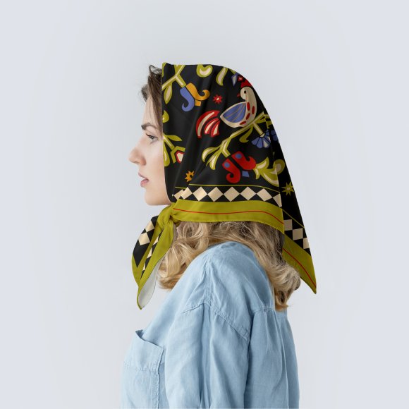 Хустка-косинка «Дерево життя» чорна: Фото