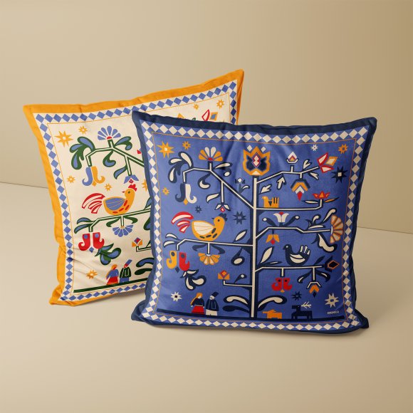 Подушка «Дерево життя» блакитна: Фото