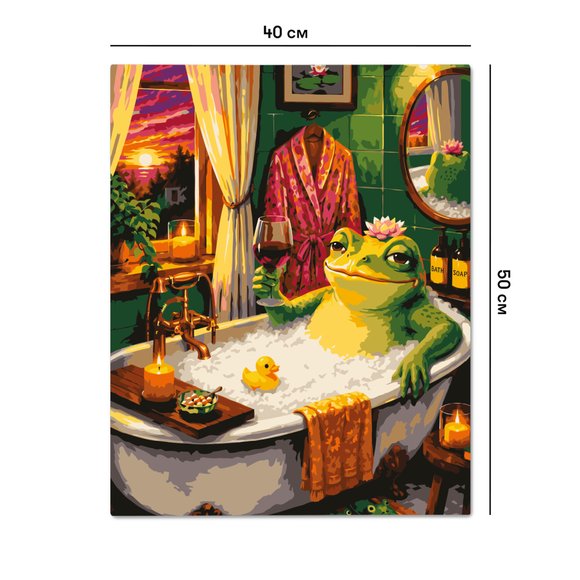 Paint by numbers "Ribbit-spa. Frog in a bathtub": Photo