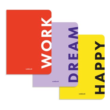 Набiр блокнотiв у клiтинку Work, Dream, Happy: фото - ORNER