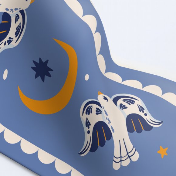 Twilly Scarf "Birds in the starry sky" blue: Photo