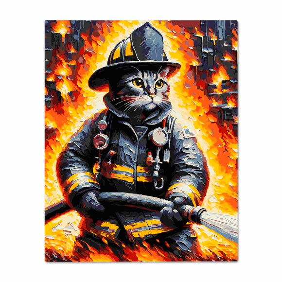 Painting by numbers "Cat-Firefighter": Photo