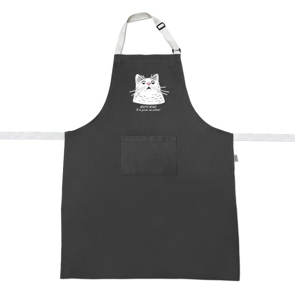 Фартук «Удивлённый кот» серый: Фото