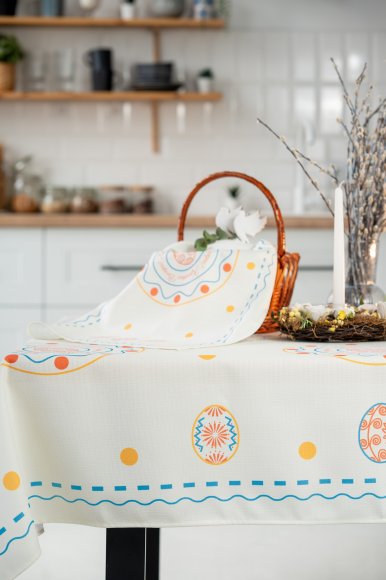 Tablecloth "Easter Moments" light blue 130x170: Photo