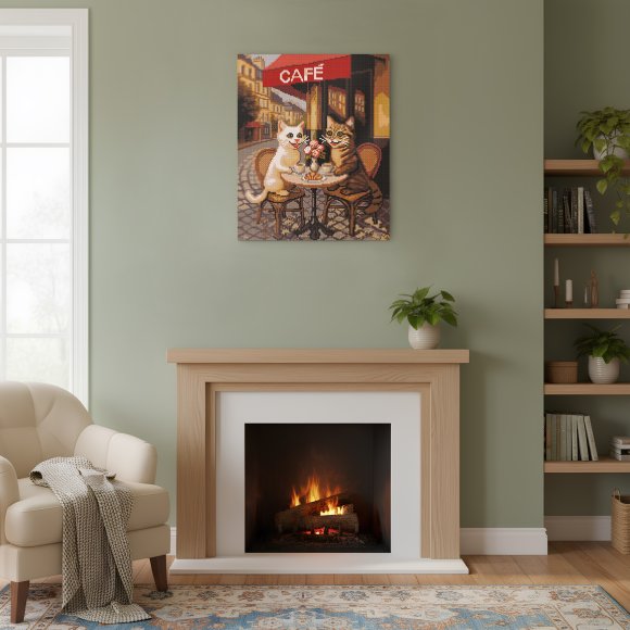 Алмазная мозаика «Кошачье кафе»: Фото