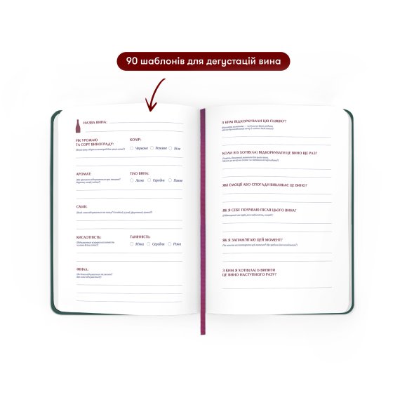 Винный дневник «Мои винные заметки» зелёный: Фото