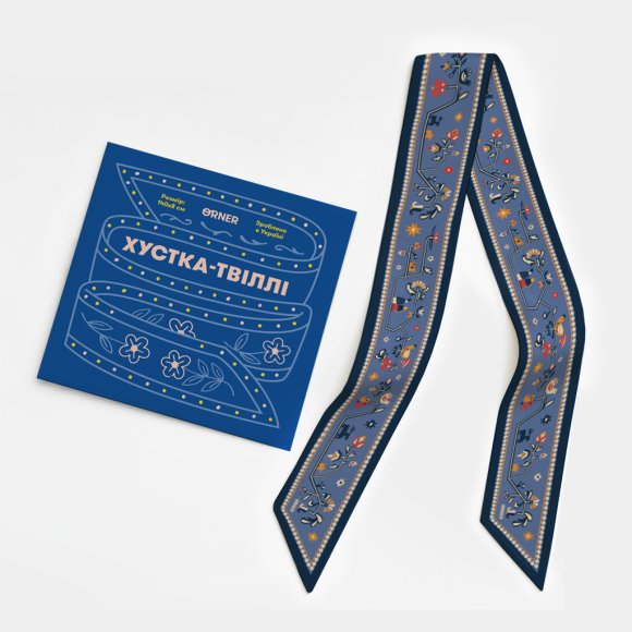 Twilly Scarf "Tree of Life" blue: Photo