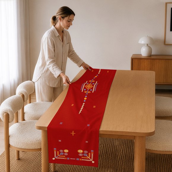 Runner "Embroidered Patterns" red: Photo