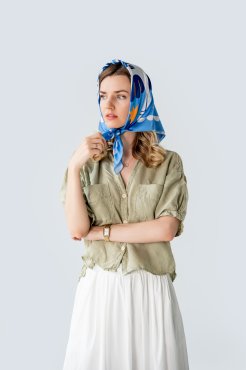 Платок «Птицы на звёздном небе» голубой: Фото - ORNER