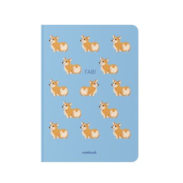 Блокнот у клітинку «Гав! Коргі» синій: фото - ORNER