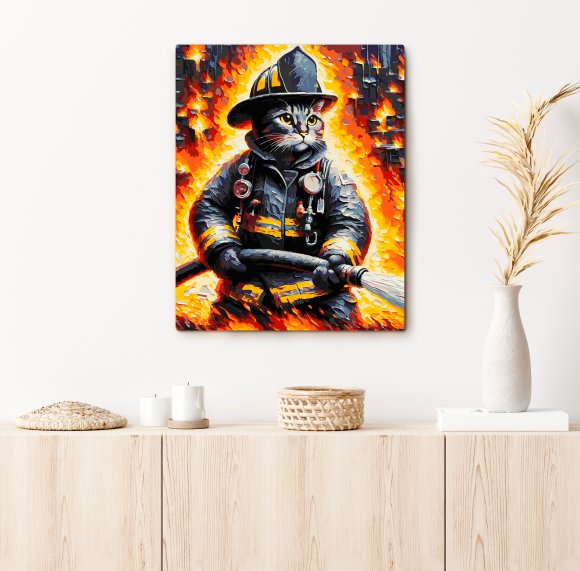Painting by numbers "Cat-Firefighter": Photo