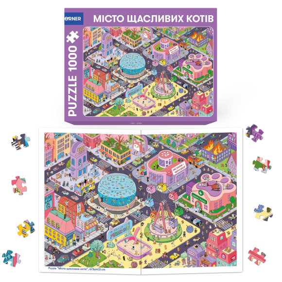 Пазл «Город счастливых котов» 1000 элементов: Фото