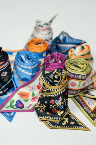 Twilly Scarf "Birds in the starry sky" blue: Photo