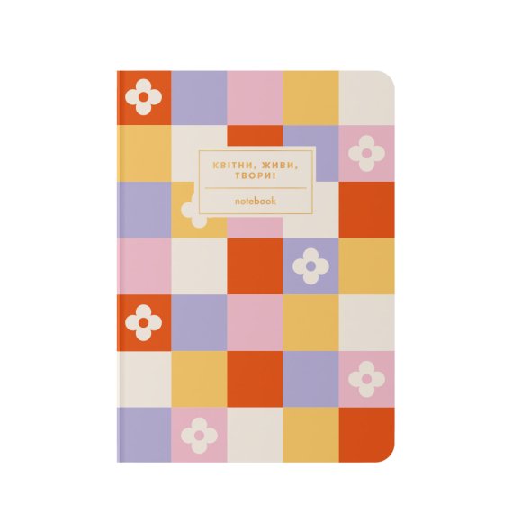 Plaid notebook "Bloom, live, create" colorful: Photo