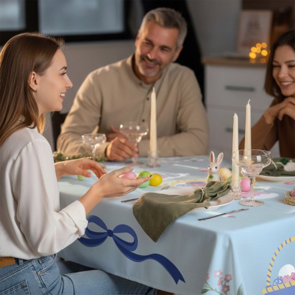 Tablecloth "Easter Basket" blue 130x170: Photo