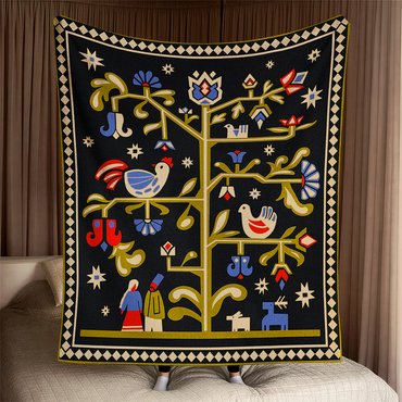 Blanket Tree of Life 190x220 cm black: photo - ORNER