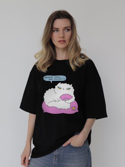 Oversized T-shirt ORNER x Maliunok "Beautiful" black: Photo