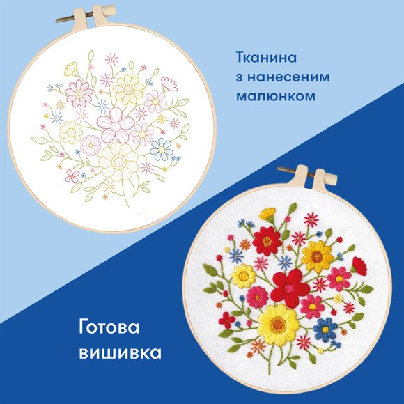 Embroidery kit Ø160 mm "Variety of flowers": Photo