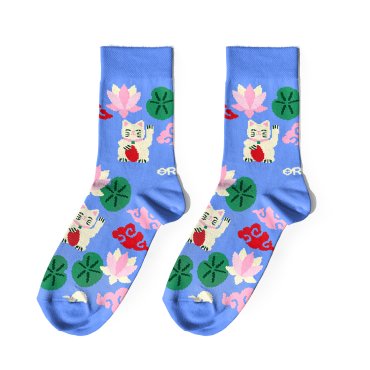 Носки «Азиатские мотивы» голубые: фото - ORNER