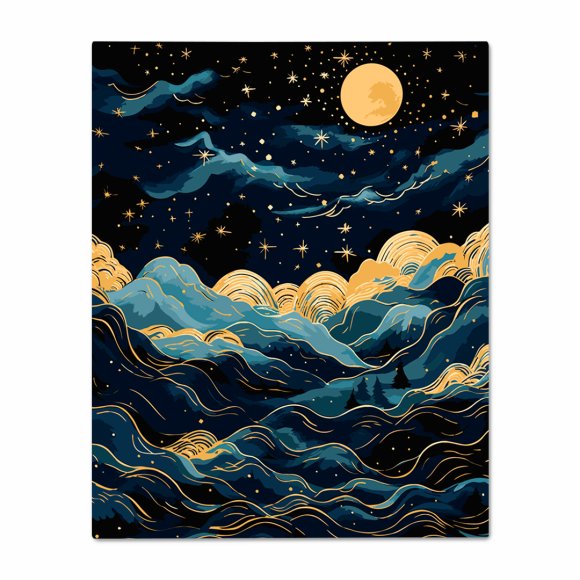 Painting by numbers "Mountains and stars. Abstraction": Photo