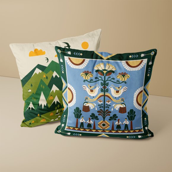 Подушка «Дерево роду» блакитна: Фото