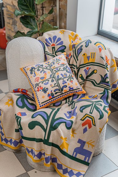 Подушка «Дерево жизни» бежевая: Фото