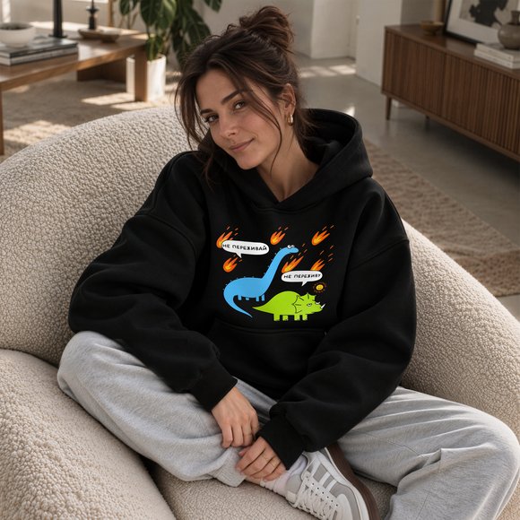 Oversized hoodie ORNER x MALIUNOK "Don’t worry" black: Photo