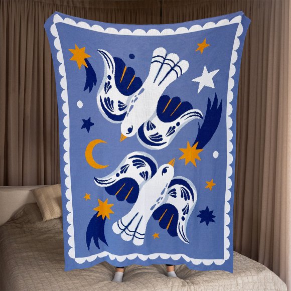Blanket "Birds in the starry sky" blue: Photo