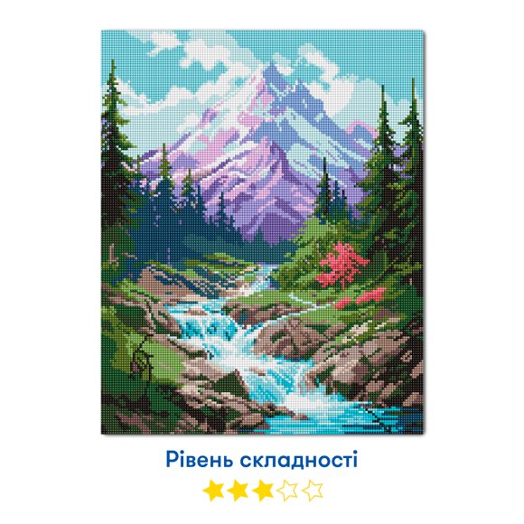 Алмазная мозаика «Стремительная горная река»: Фото