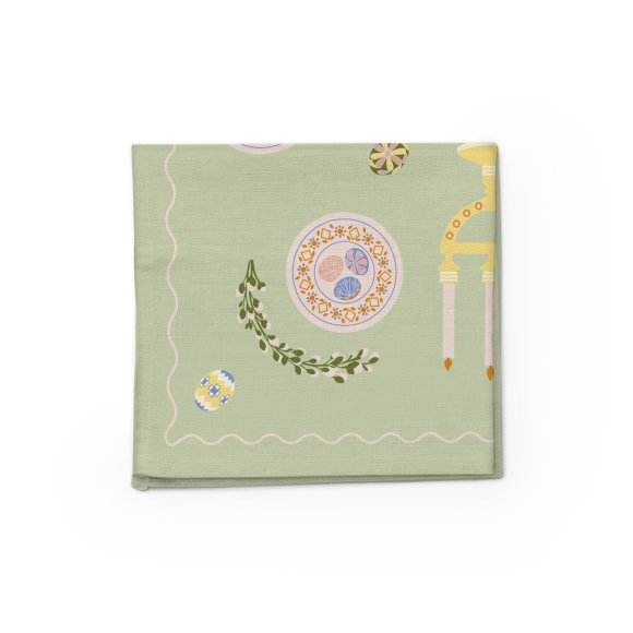 Скатерть «Пасхальный венок» зеленая 130х170: Фото