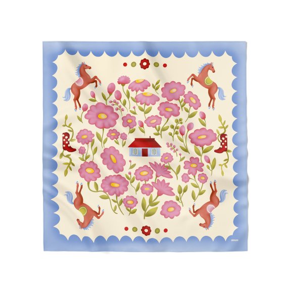 Scarf "House Among Flowers" pink: Photo
