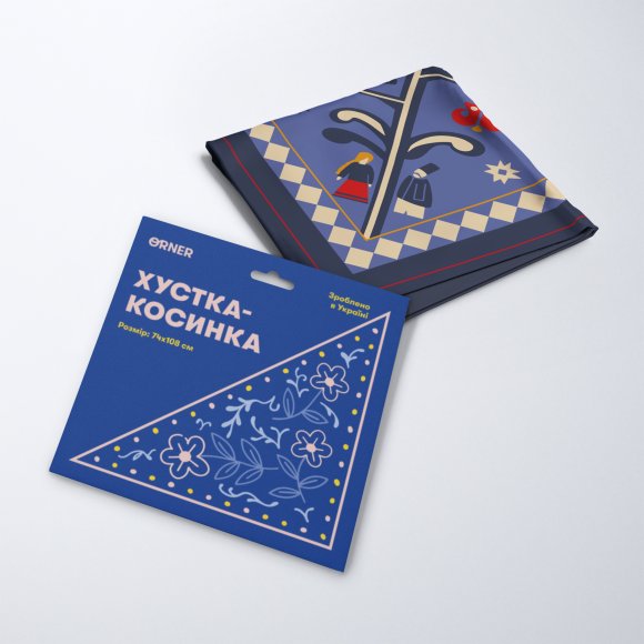 Хустка-косинка «Дерево життя» блакитна: Фото