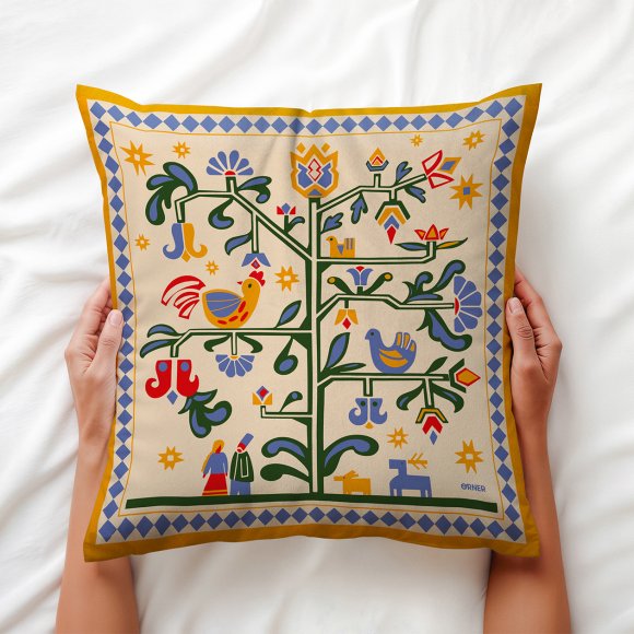 Подушка «Дерево життя» бежева: Фото