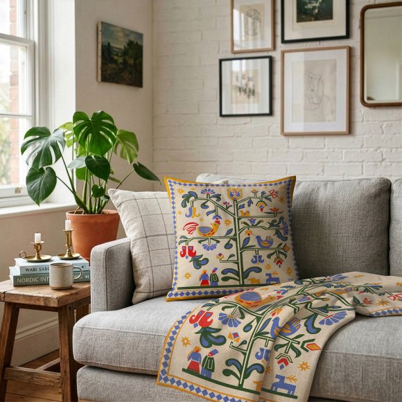 Подушка «Дерево життя» бежева: Фото