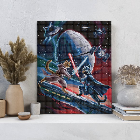 Алмазная мозаика «Кошачьи войны»: Фото