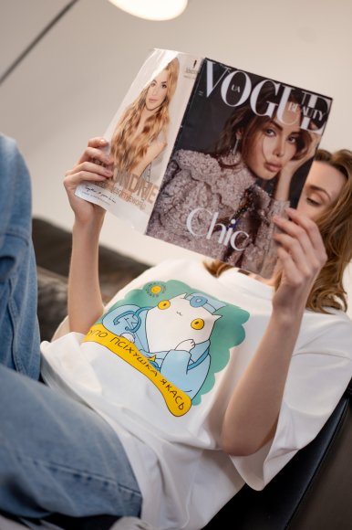 Футболка оверсайз ORNER х Maliunok «Психушка» молочная: Фото