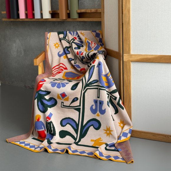 Set of blankets "Tree of Life" beige and "Tree of Life" blue: Photo