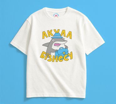 Футболка оверсайз ORNER х Maliunok «Акула бізнесу» молочна: фото 2 - ORNER