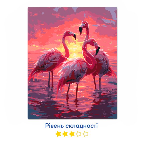Картина по номерам «Фламинго на закате солнца»: Фото