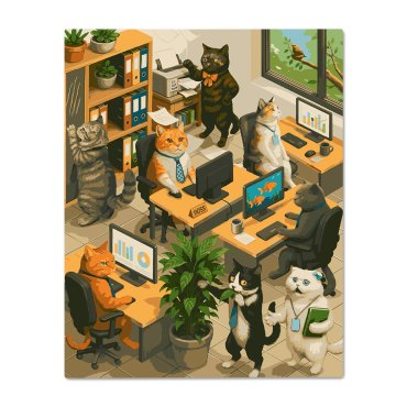 Картина за номерами «Котячий офіс»: фото - ORNER