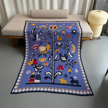 Плед «Дерево жизни» голубой: Фото - ORNER