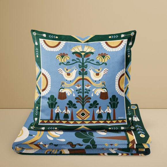 Подушка «Дерево роду» блакитна: Фото