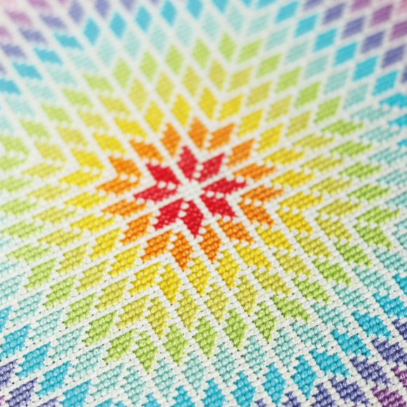 Набір для вишивання Ø190 мм ORNER x Diva Olivka «Райдужна квітка»: Фото